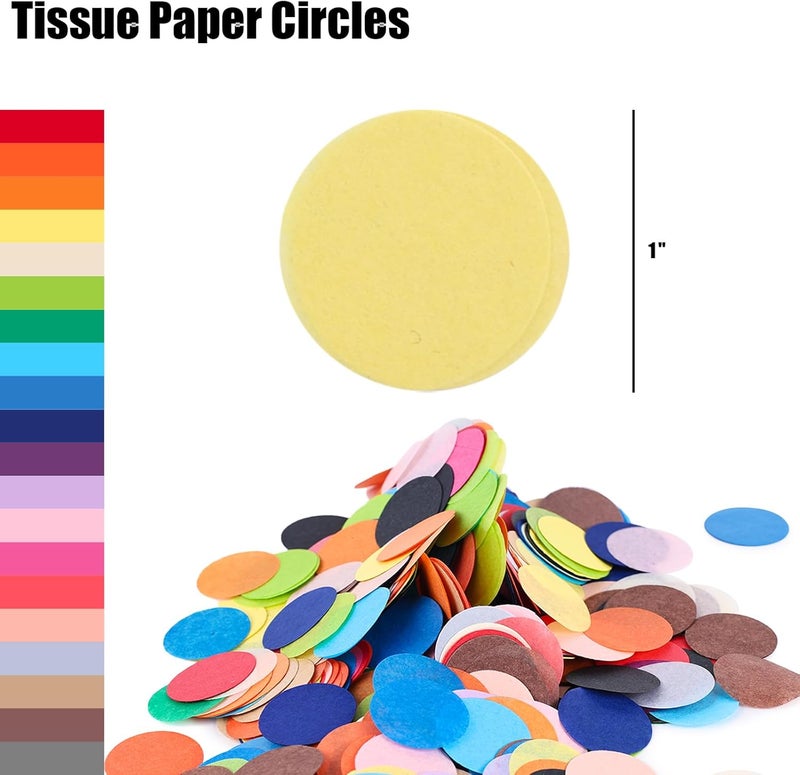 Koogel 1 Inch Round Tissue Paper, Table Confetti Dots Multicolor Circles 20 Assorted Colors for Arts Greeting Cards Scrapbooking DIY 2400 PCS - Image 4